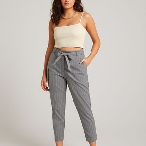 Banana Republic Gray Striped Paperbag Waist Pants – Size 10
